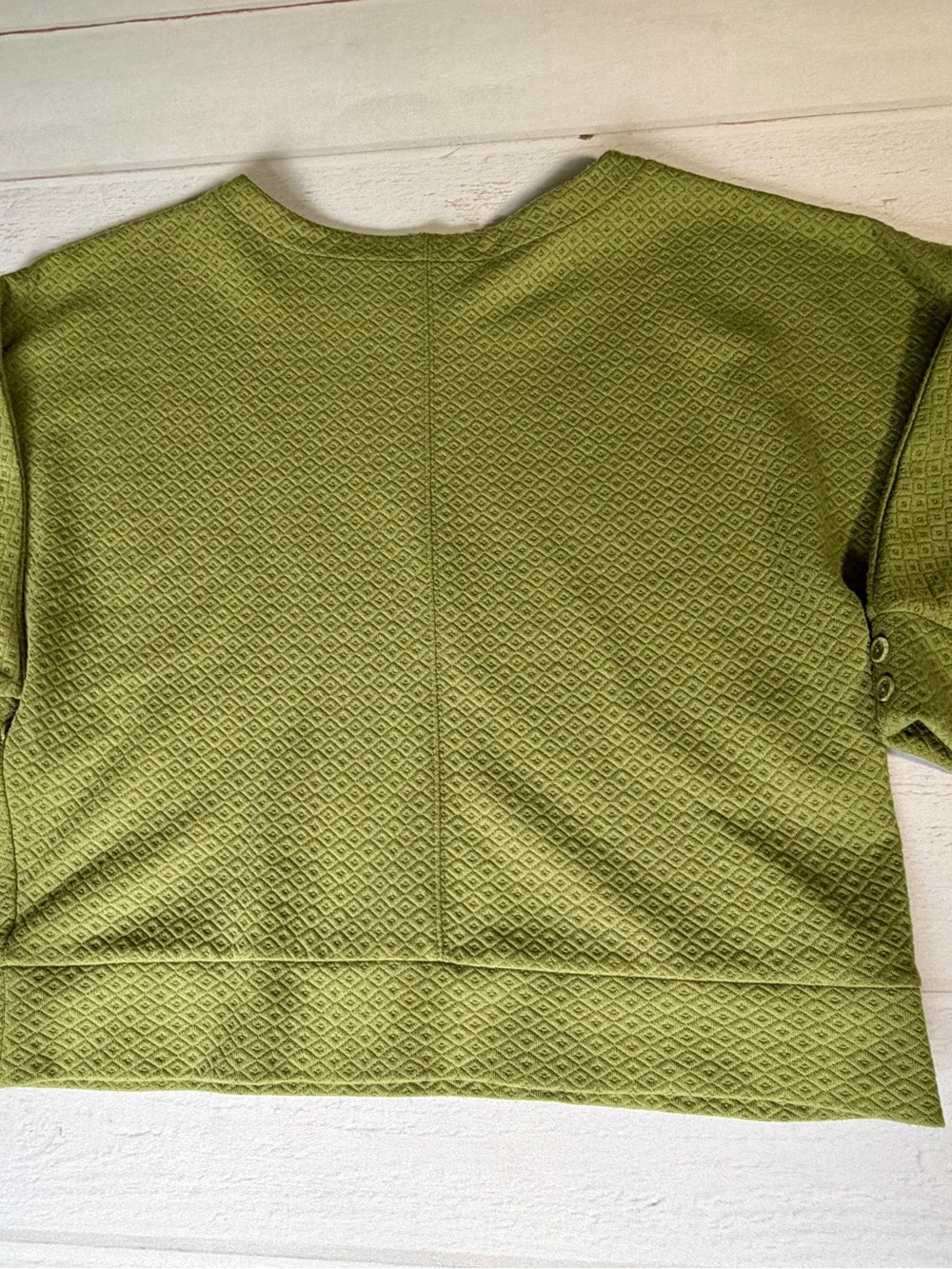 3RD + MALT Olive Green Textured Dolman Sleeve Top Small S Boxy Knit Blouse - Picture 7 of 8